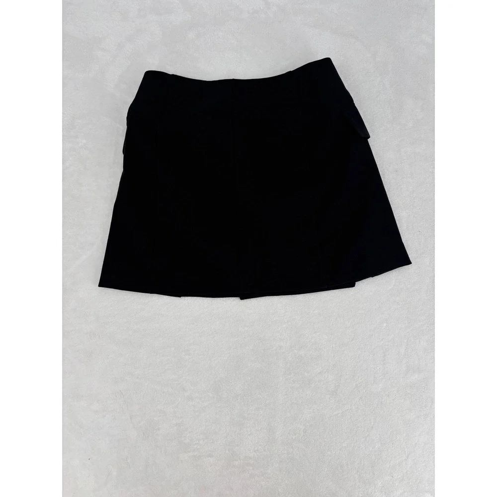 Forever 21 Double‎ Breasted Mini Skirt Womens S Black Preppy Career Flap Pocket